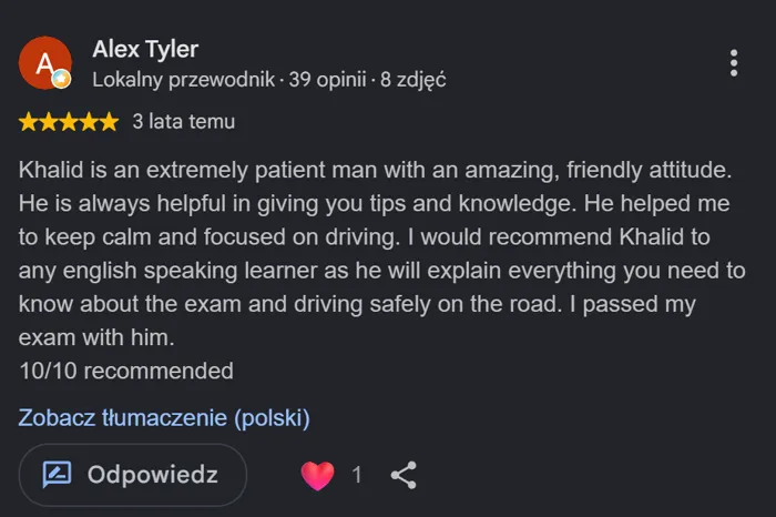 Google review in English — recommended for English-speaking learners